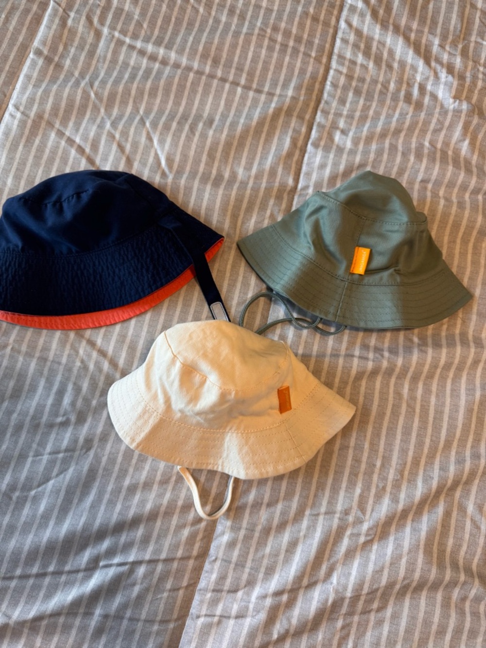 Kids Sun Bucket Hat - Cream, Olive & Navy